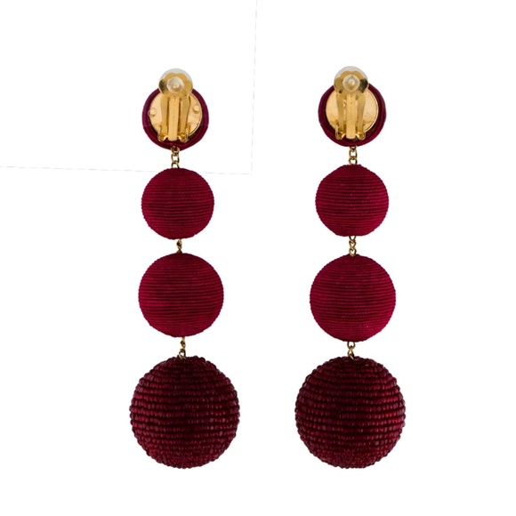 Rebecca de Ravenel Sangria Three Drop Clip On Style Earrings - Picture 7 of 8